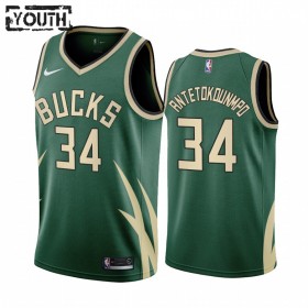 Dres Milwaukee Bucks Giannis Antetokounmpo 34 2020-21 Earned Edition Swingman - Dječji